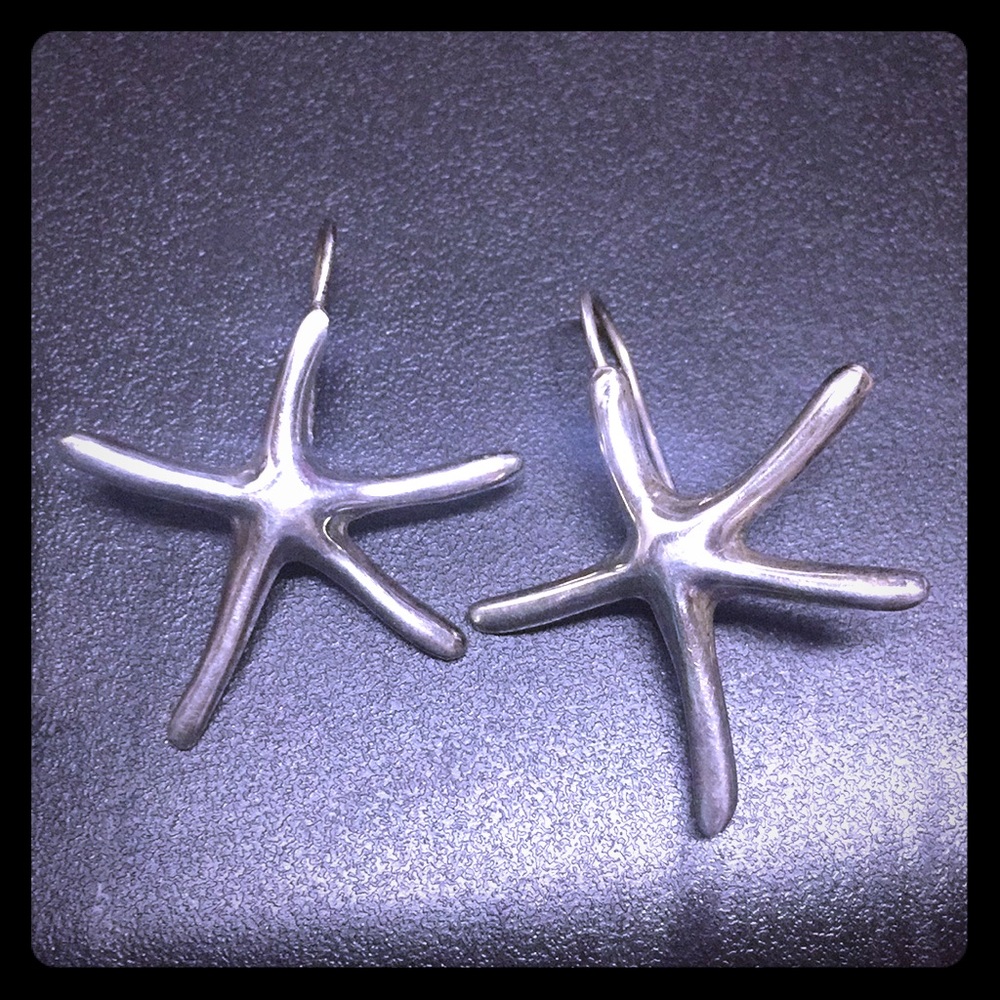 Star fish in modernist Sterling Silver Earnings